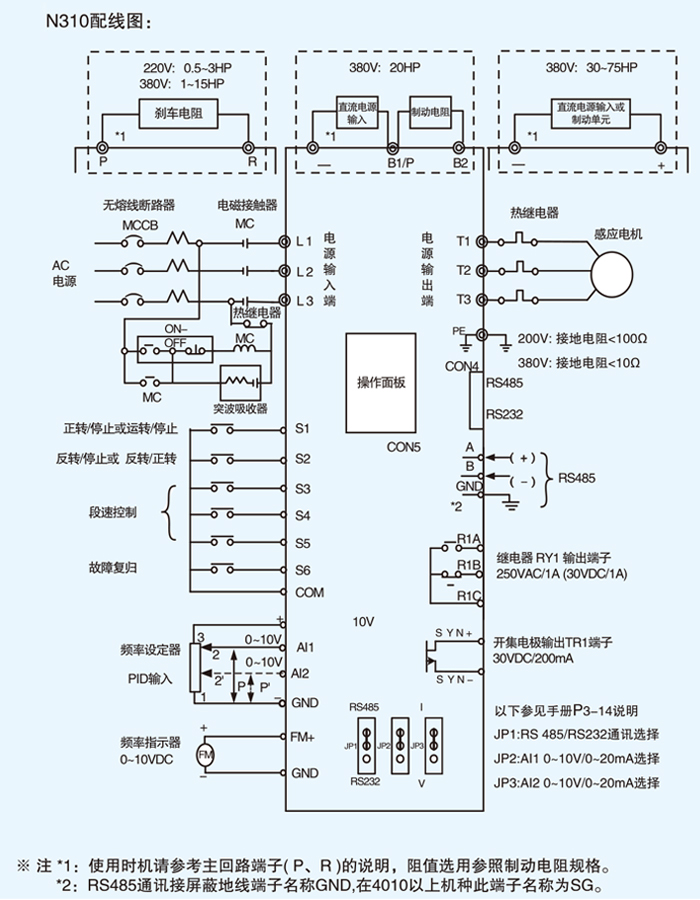 东元变频器N310接线图